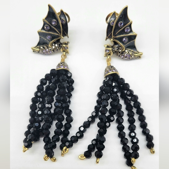 Heidi Daus Completely Batty Swarovski Crystal + Enamel Bat Statement Jewelry Set - Picture 8 of 13